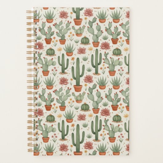 Motif sans couture de cactus de désert succulent (Devant)