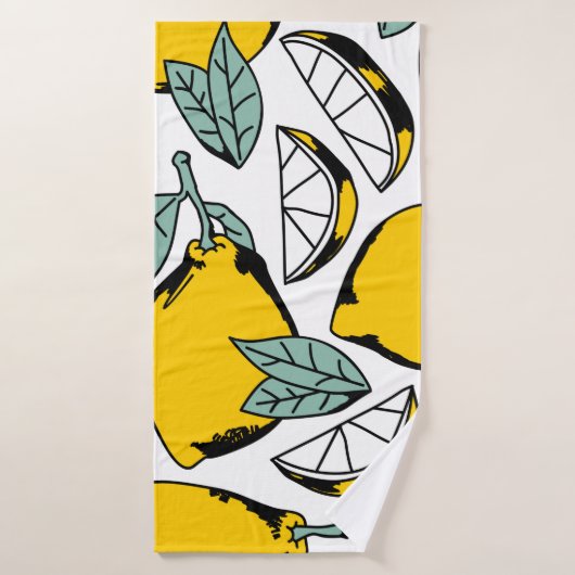 Motif sans couture de citrons dessinés à la main b (Serviette de bain)