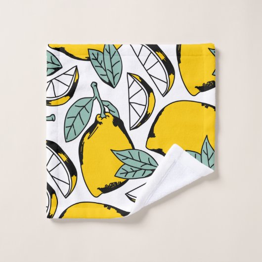 Motif sans couture de citrons dessinés à la main b (Gant de toilette)