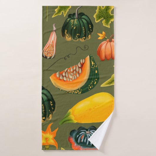 Motif sans couture de citrouilles et de feuilles s (Serviette de bain)