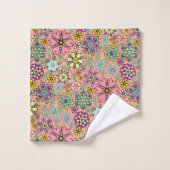 Motif sans couture de couleurs de fleurs rétro de  (Gant de toilette)