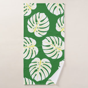 Motif sans couture de feuilles de monstère blanche