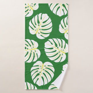 Motif sans couture de feuilles de monstère blanche