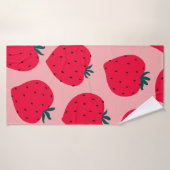 Motif sans couture de fraise moderne. Big red roun (Serviette de bain)