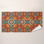 Motif sans couture de mandalas peintes en marron, (Serviette de bain)
