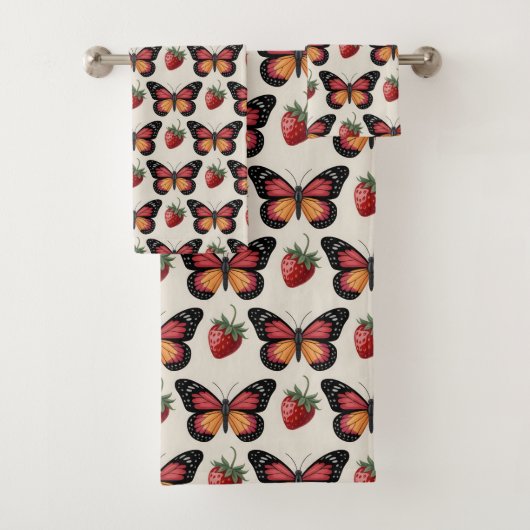 Motif sans couture de papillons et fraises (En situation)