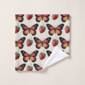Motif sans couture de papillons et fraises (Gant de toilette)