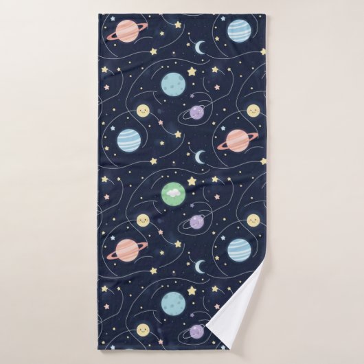 Motif sans couture de planètes du système solaire (Serviette de bain)