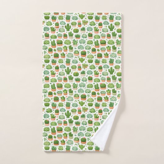 Motif sans couture de plante succulente mignonne (Serviette à main)