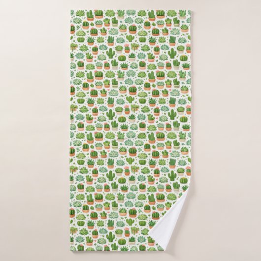 Motif sans couture de plante succulente mignonne (Serviette de bain)