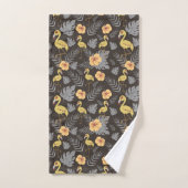 motif sans couture Flamant rose avec fleurs et feu (Serviette à main)