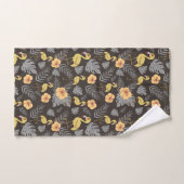 motif sans couture Flamant rose avec fleurs et feu (Serviette à main)