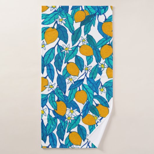 Motif sans couture. Fleur de citron. Les fleurs so (Serviette de bain)