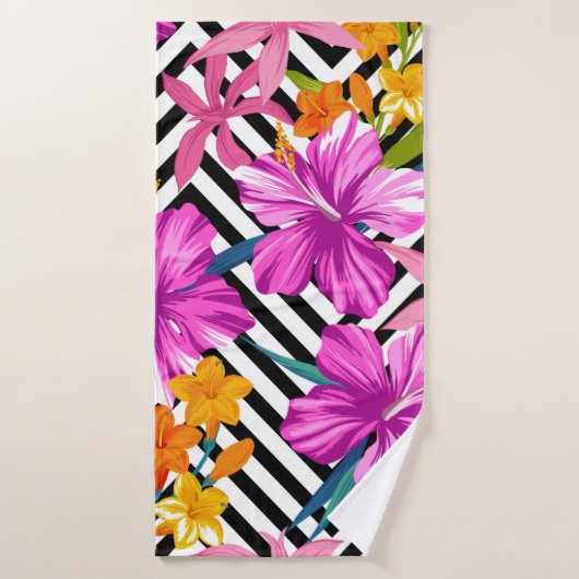 Motif sans couture florale tropicale. Hibiscus et  (Serviette de bain)