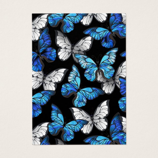 Motif sans couture foncé avec papillons bleus Morp (Devant)