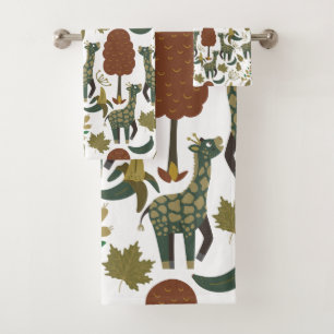Motif sans couture Giraffe motif floral coloré