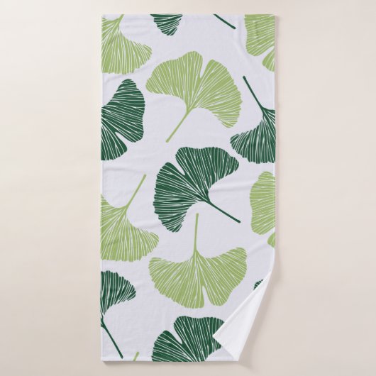 Motif sans couture Green ginkgo biloba (Serviette de bain)