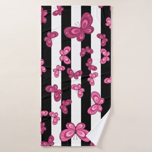 Motif sans couture papillon sur arrière - plan bla (Serviette de bain)