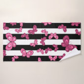 Motif sans couture papillon sur arrière - plan bla (Serviette de bain)