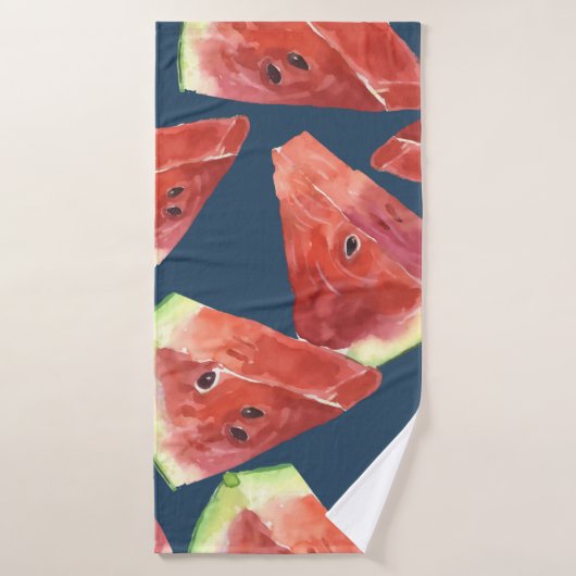 Motif sans couture. Tranches de pastèque aquarelle (Serviette de bain)