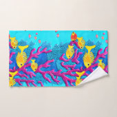 Motif sans fil de poissons tropicaux (Serviette à main)