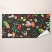 Motif sans joint avec champignons, noix, feuilles, (Serviette de bain)