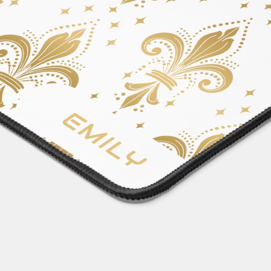 Motif sans soudure à fleur de lis or sur blanc (Coin)