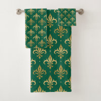 Motif sans soudure à fleur de lis or sur vert