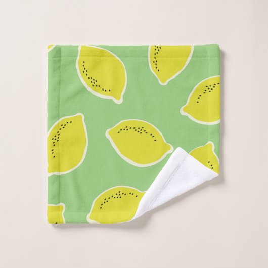 Motif sans soudure à la main avec citrons en jaune (Gant de toilette)