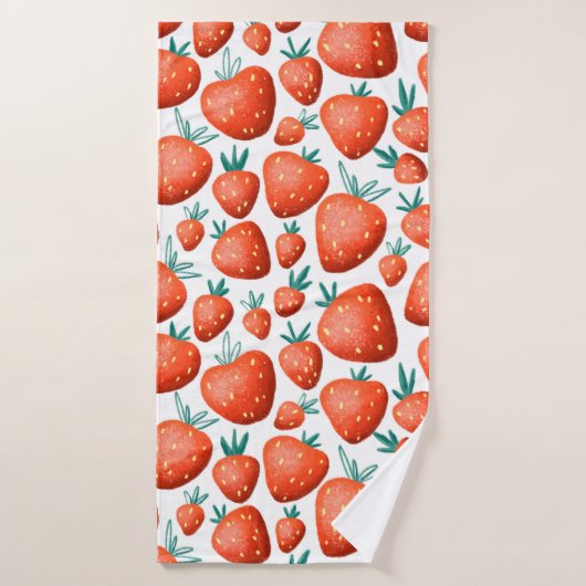 Motif sans soudure aux fraises rouges (Serviette de bain)