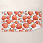 Motif sans soudure aux fraises rouges (Serviette de bain)