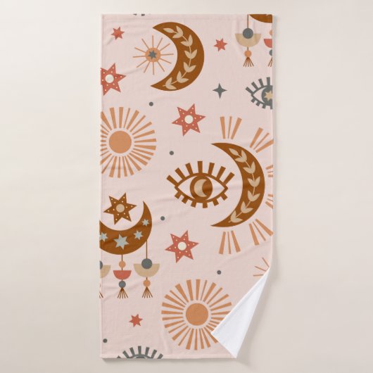 motif sans soudure avec oeil céleste, lune, soleil (Serviette de bain)