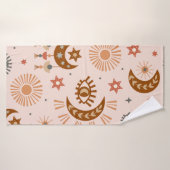 motif sans soudure avec oeil céleste, lune, soleil (Serviette de bain)
