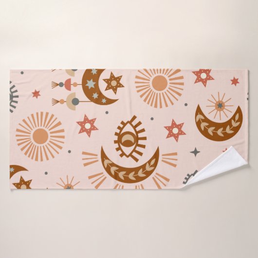 motif sans soudure avec oeil céleste, lune, soleil (Serviette de bain)