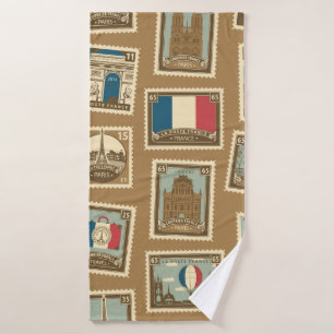 motif sans soudure avec timbres-poste sur le thèm