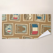 motif sans soudure avec timbres-poste sur le thèm (Serviette de bain)