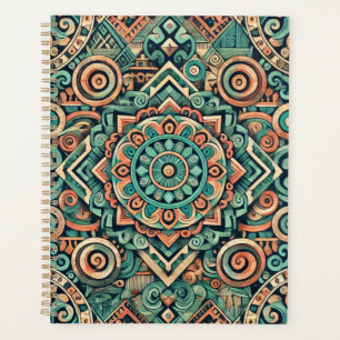 Motif sarcelle et terracotta inspiré des Aztèques