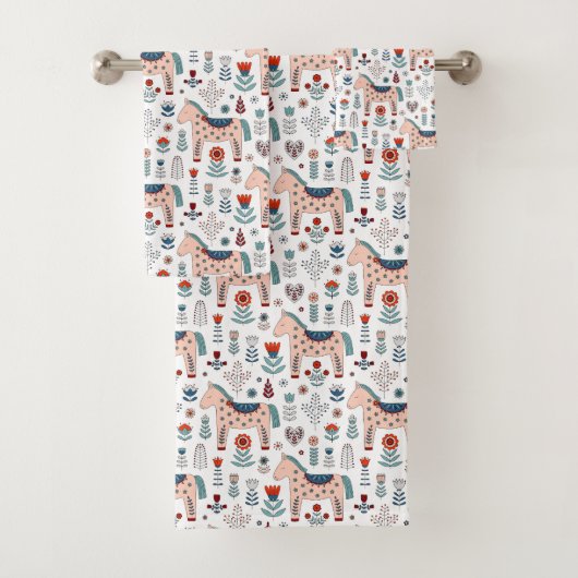 Motif scandinave d'art populaire de cheval (En situation)