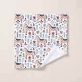 Motif scandinave d'art populaire de cheval (Gant de toilette)