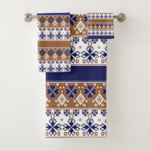 Motif scandinave rayé brun bleu