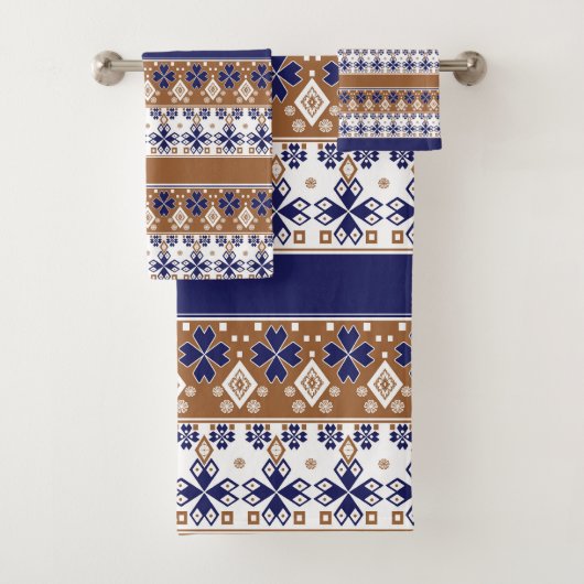 Motif scandinave rayé brun bleu (En situation)