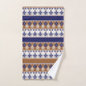 Motif scandinave rayé brun bleu (Serviette à main)
