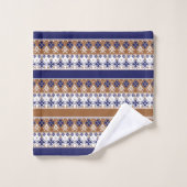 Motif scandinave rayé brun bleu (Gant de toilette)
