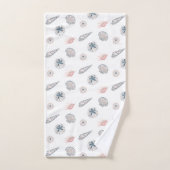 Motif Seashell Beach Blue et PInk (Serviette à main)
