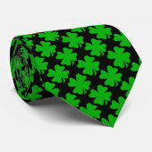 Motif Shamrock vert mignon Cravate noir (Roulé)