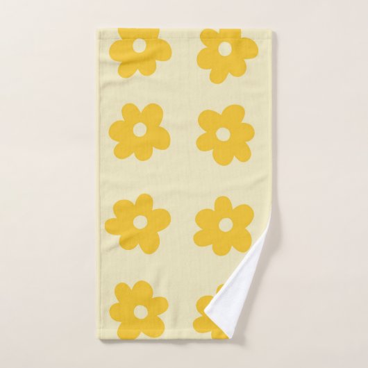 Motif simple à fleurs rétro jaune tropicale (Serviette à main)