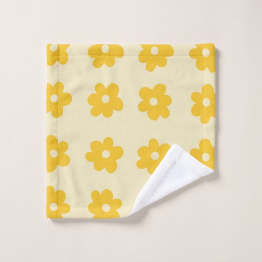 Motif simple à fleurs rétro jaune tropicale (Gant de toilette)