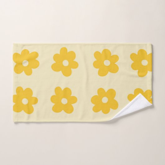Motif simple à fleurs rétro jaune tropicale (Serviette à main)