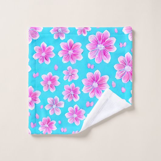 Motif simple bleu et rose (Gant de toilette)