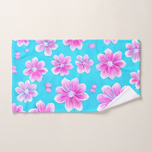 Motif simple bleu et rose (Serviette à main)